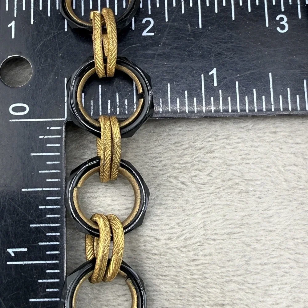 Vintage Necklace Coated Hexagon Link Unique Gold Tone 15